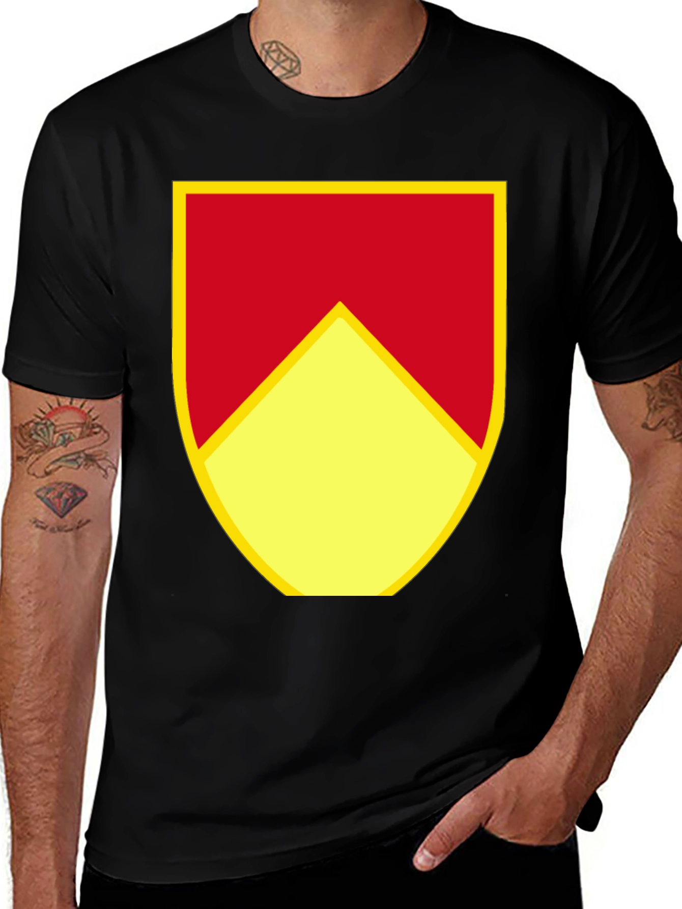 Variant 19 of Bold Shield Graphic Tee - Red and Yellow