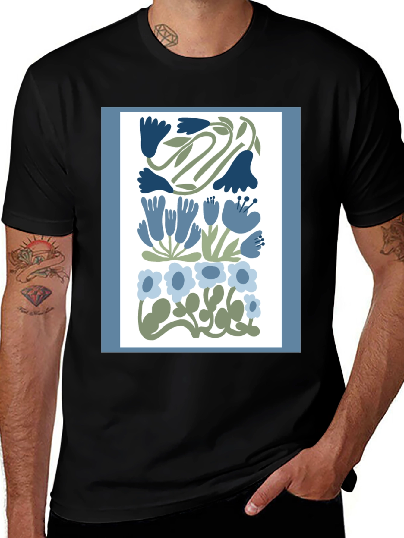 Variant 18 of Floral Print Graphic Tee - Modern Art Shirt