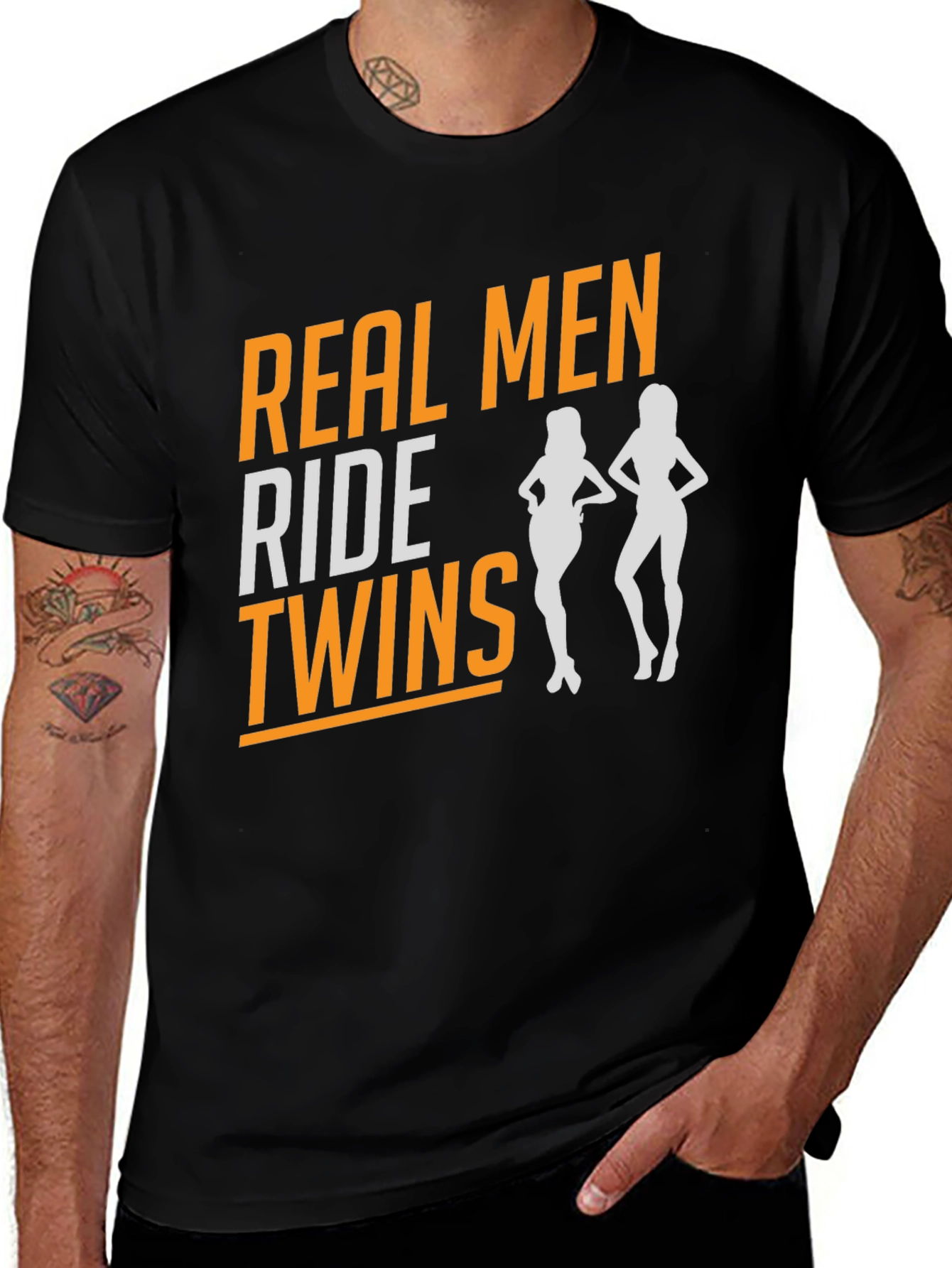Variant 30 of Real Men Ride Twins T-Shirt - Novelty Graphic Tee