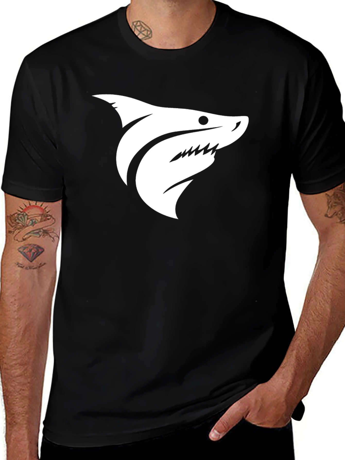 Variant 7 of Cool Shark Graphic Black T-Shirt