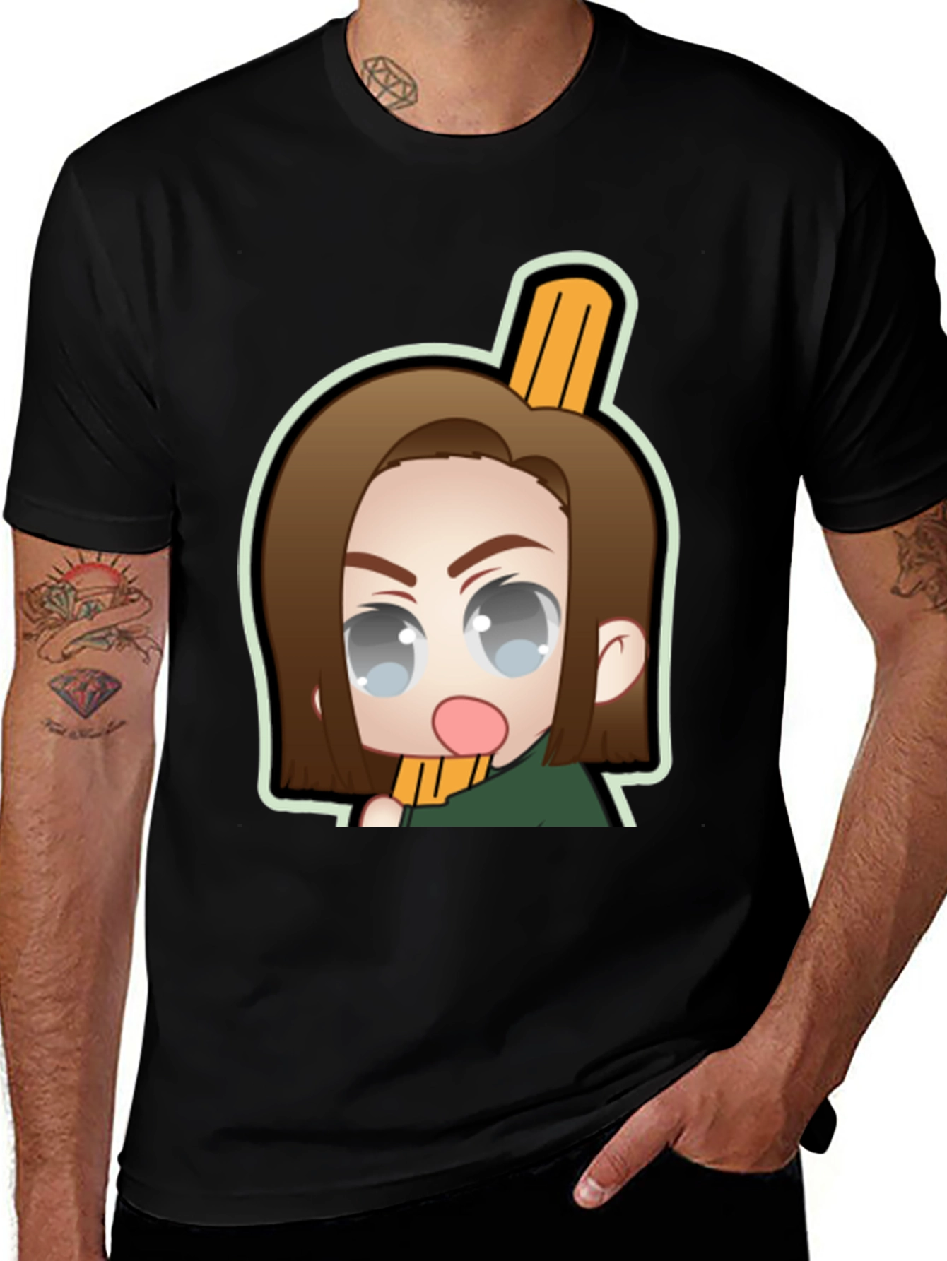 Variant 2 of Anime Character Graphic Black T-Shirt