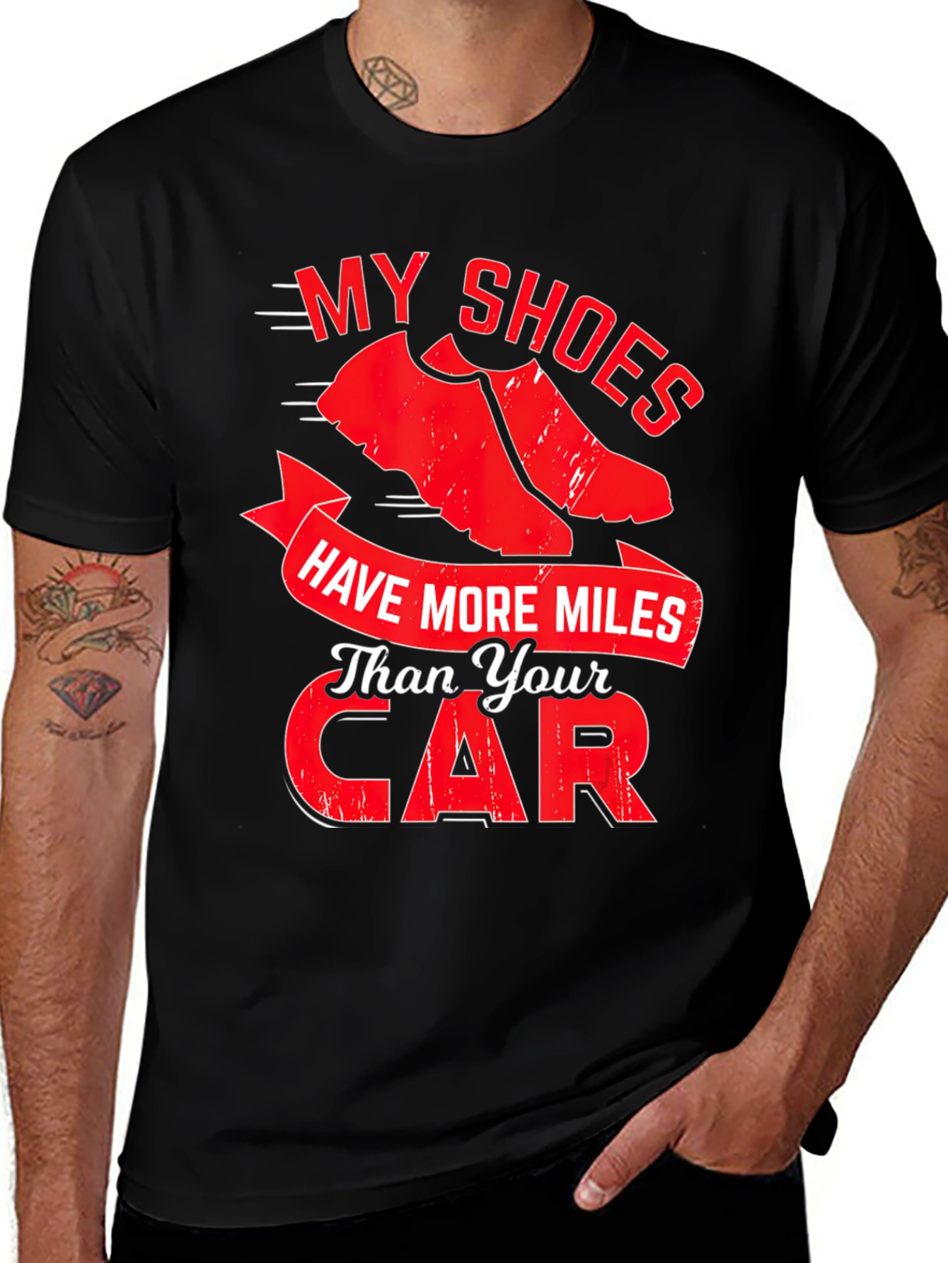 Variant 12 of My Shoes Have More Miles Than Your Car Graphic Tee