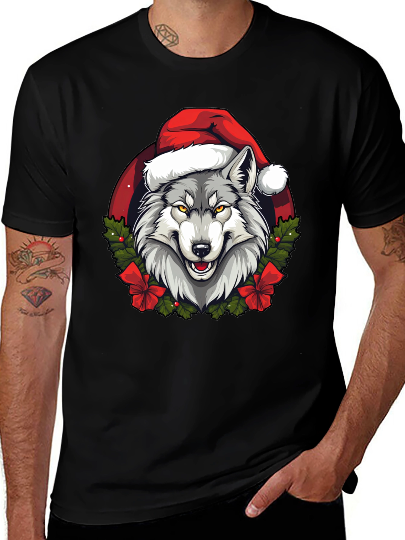 Variant 14 of Wolf Christmas T-Shirt - Holiday Animal Tee