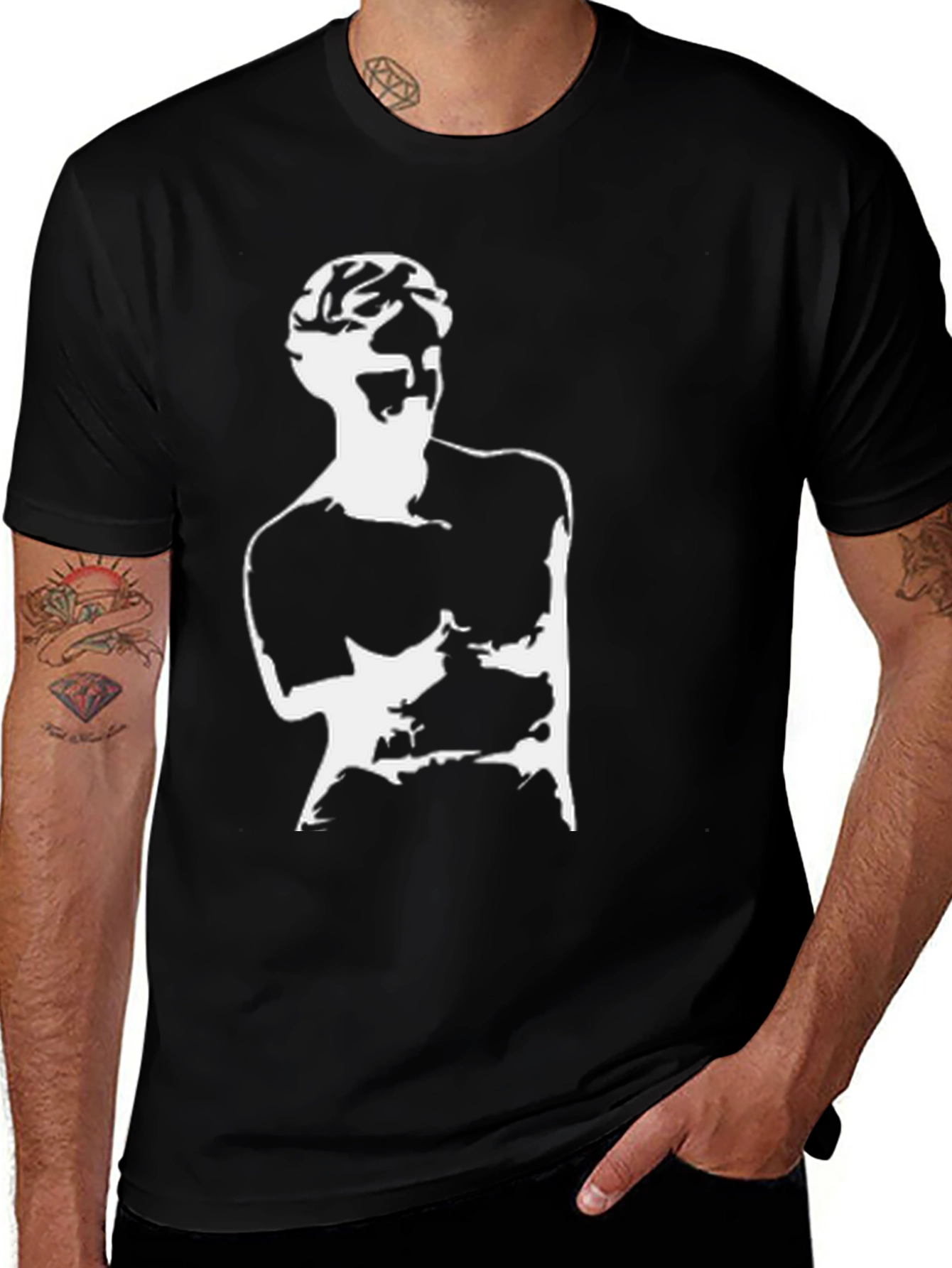 Variant 8 of Abstract Statue Graphic Print Black T-Shirt