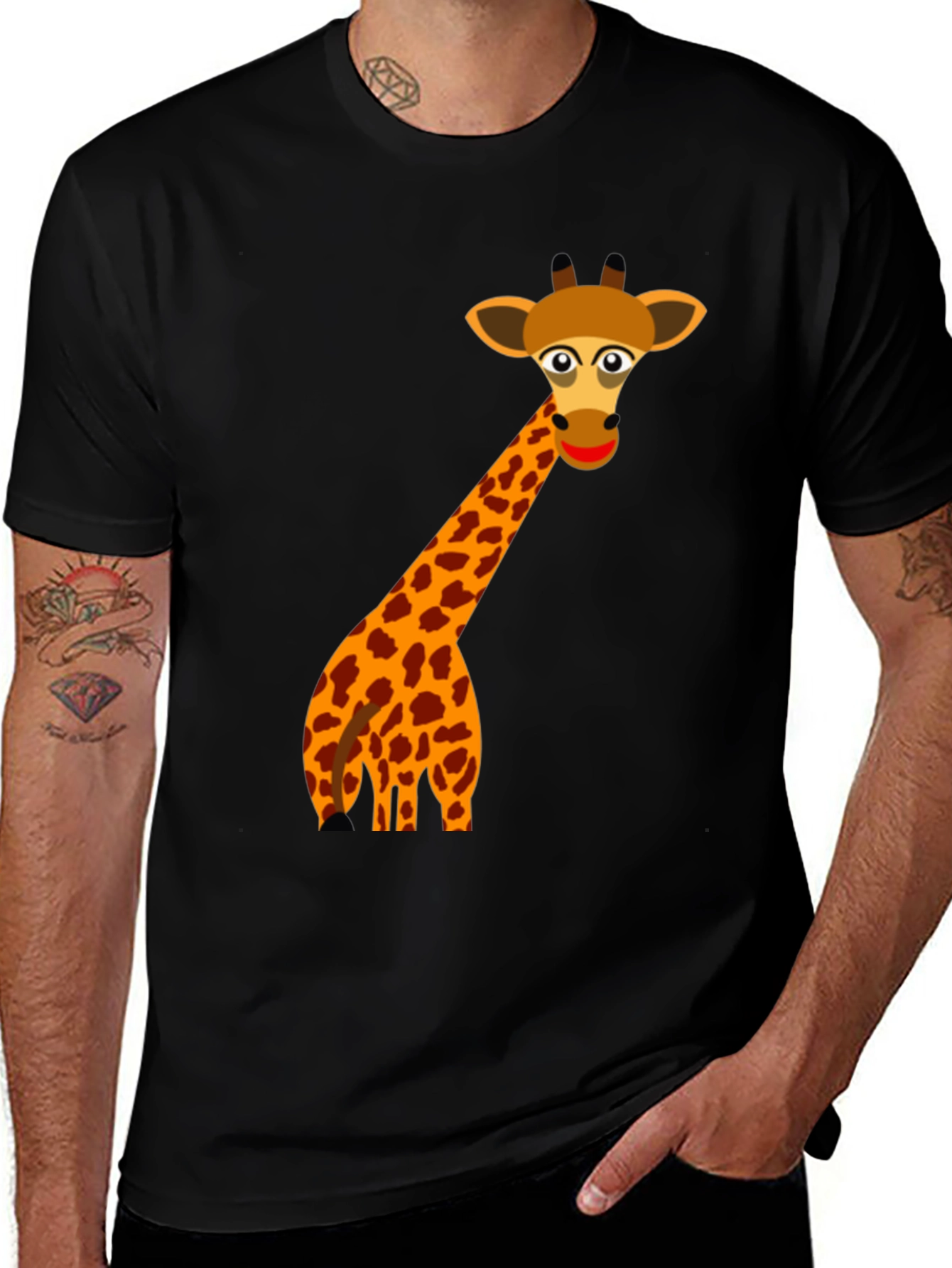 Variant 16 of Giraffe Graphic Tee - Black Cotton T-Shirt