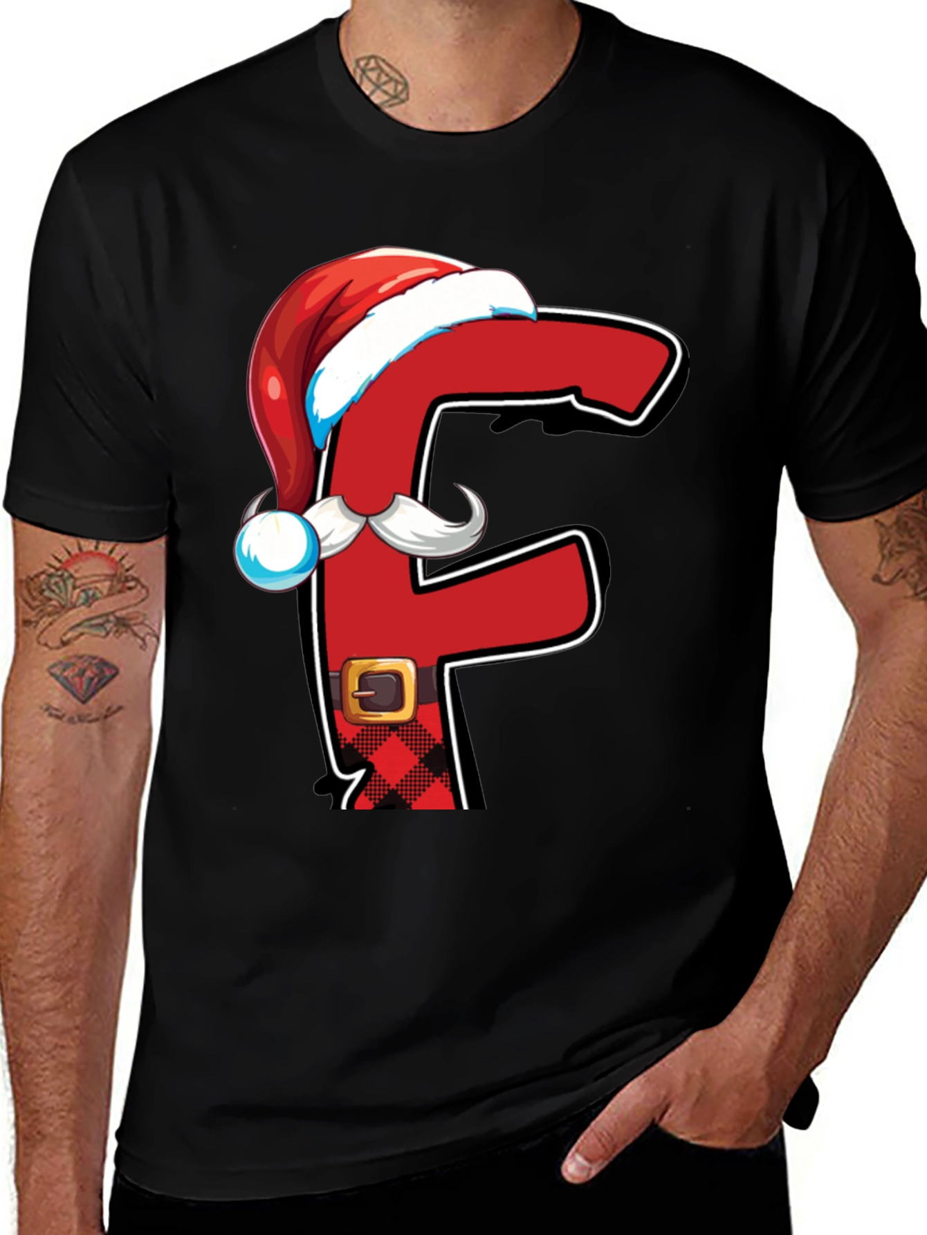 Festive Alphabet Letter F Santa T-Shirt