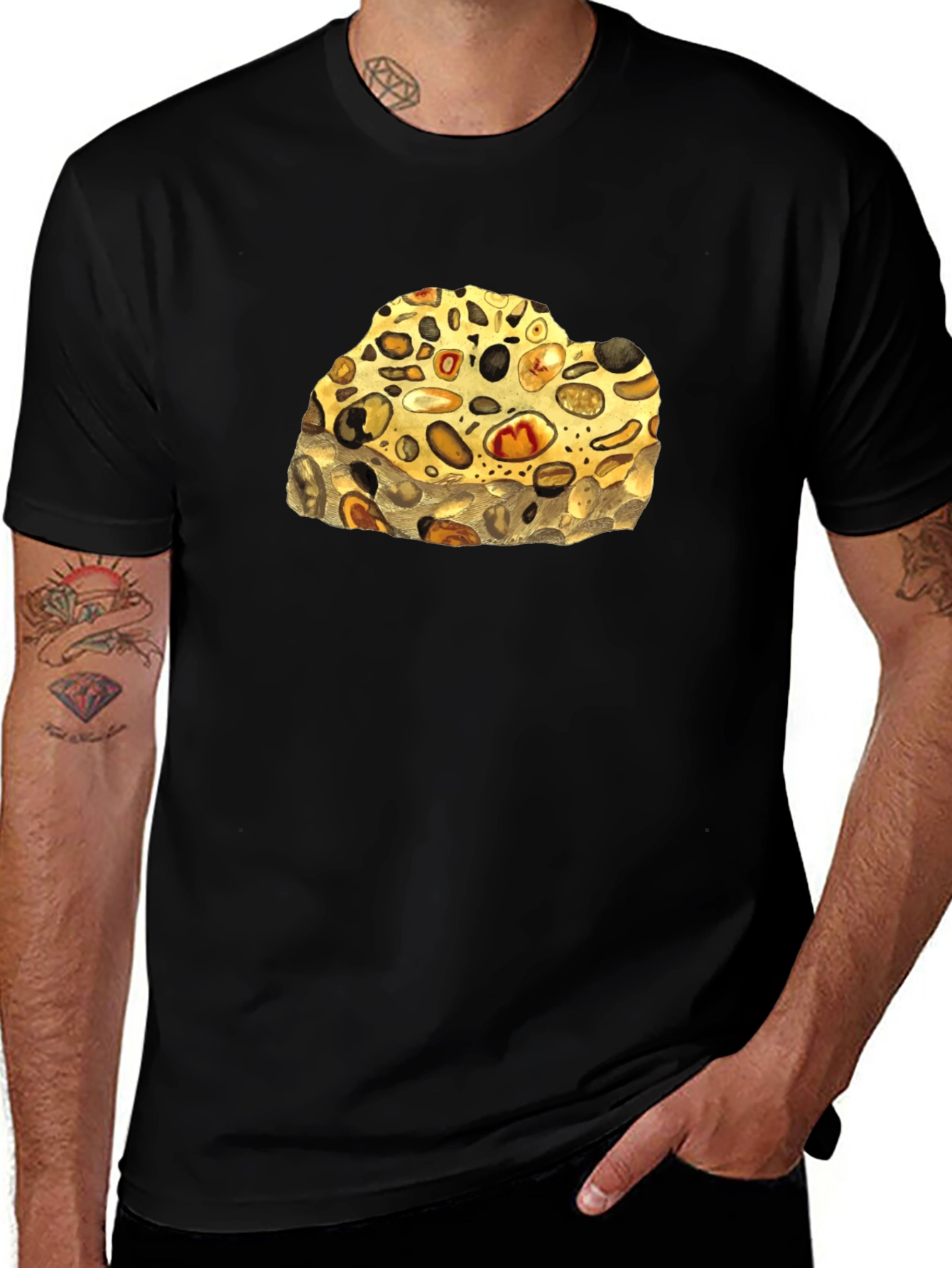 Conglomerate Rock Print T-Shirt - Unique Geology Tee