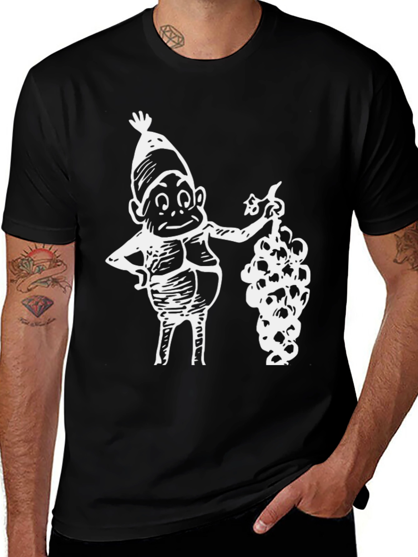 Variant 19 of Novelty Cartoon Elf and Grapes Graphic T-Shirt