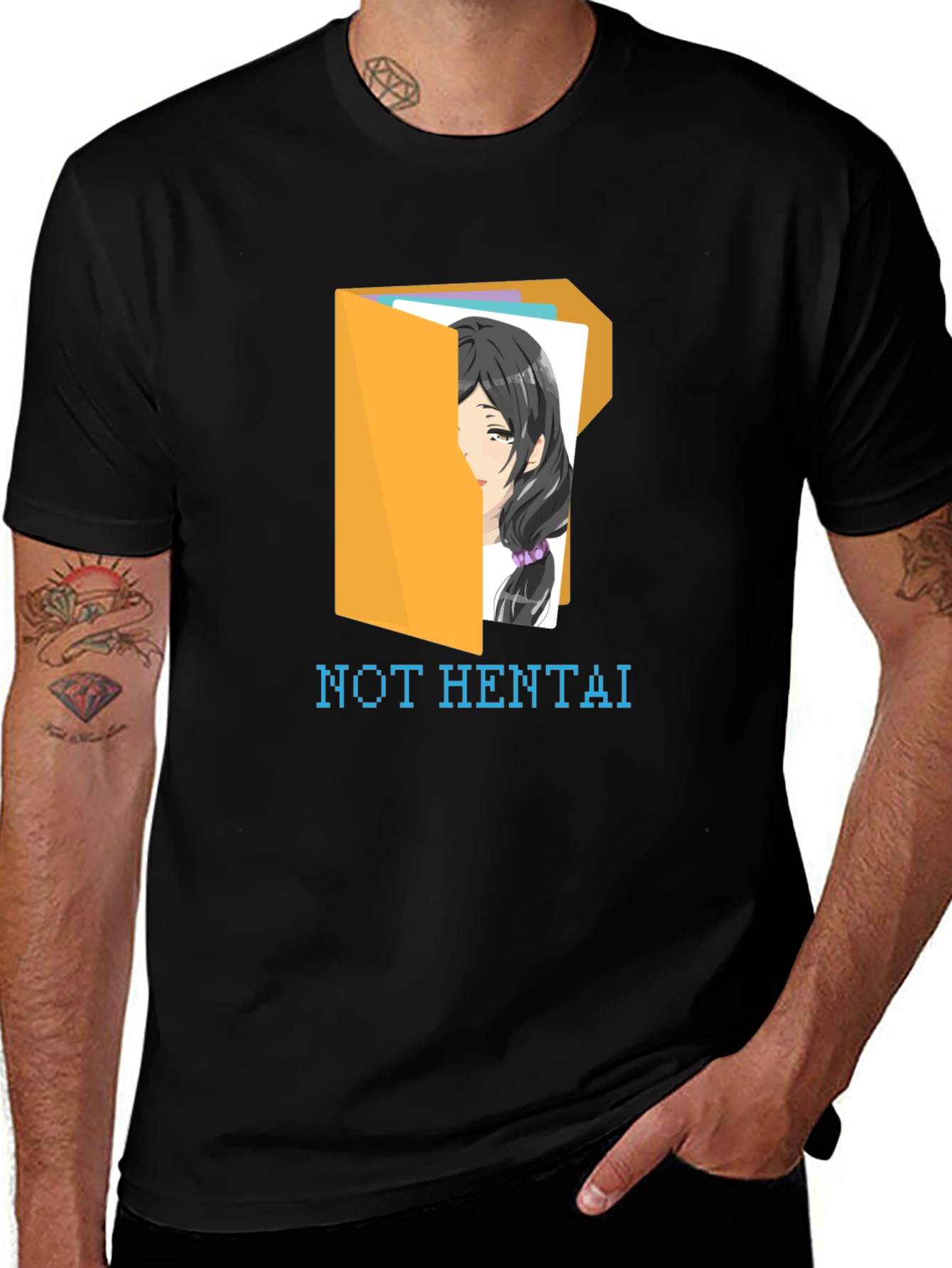 Black Not Hentai T-Shirt - Anime Folder Design main image