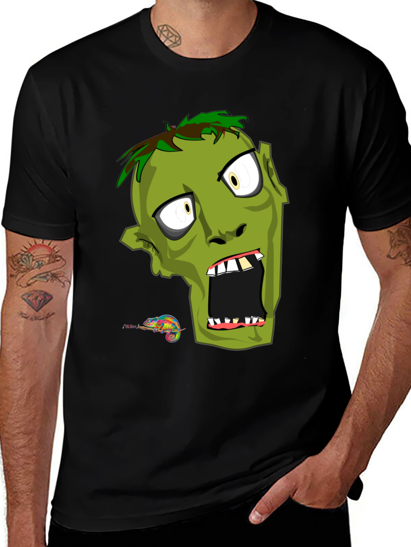 Variant 11 of Zombie Graphic Print T-Shirt - Men's Black Tee