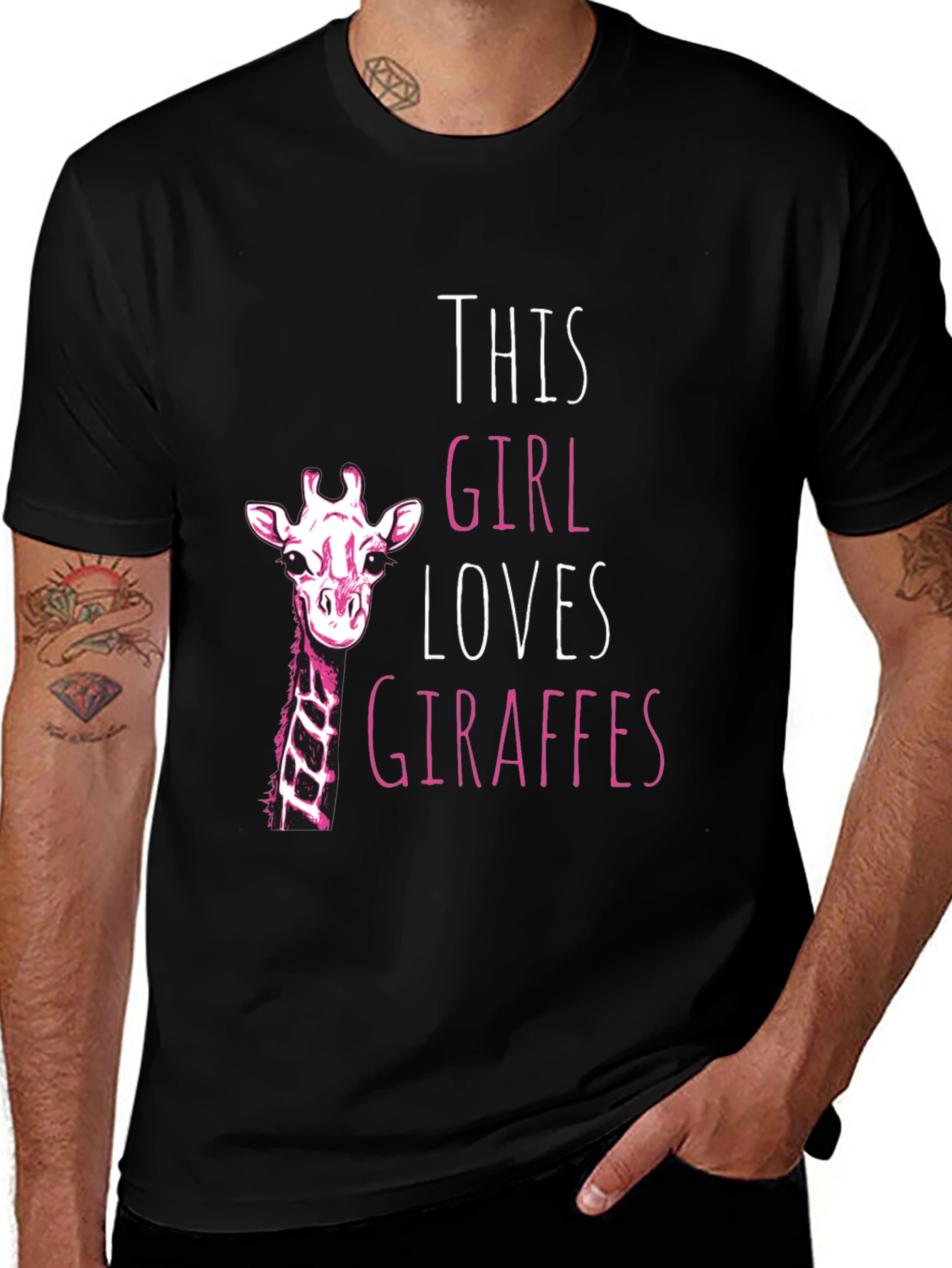 Variant 5 of Giraffe Lover Black T-Shirt for Women
