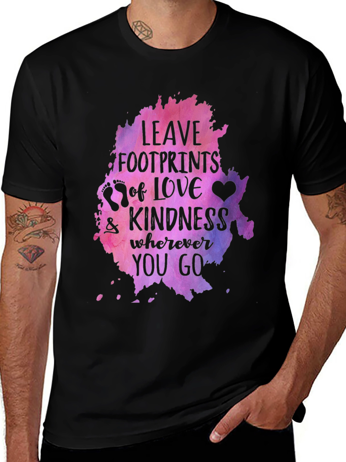 Variant 19 of Leave Footprints of Love Kindness Graphic Tee - Black