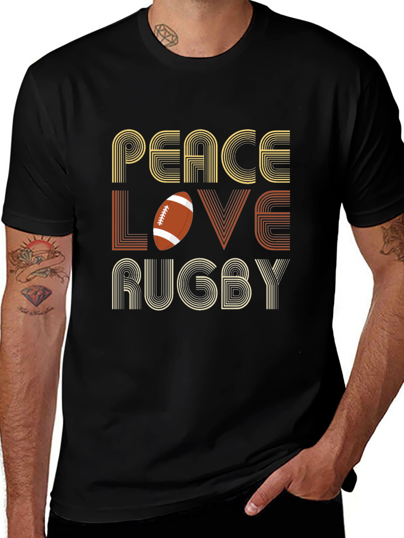 Variant 9 of Peace Love Rugby Graphic T-Shirt