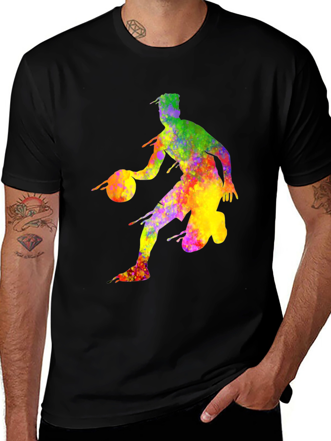 Variant 5 of Colorful Basketball Player Graphic Tee