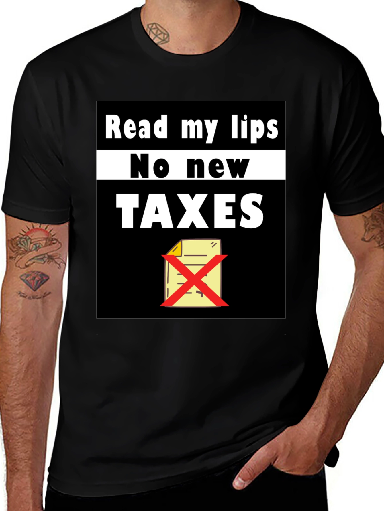 Variant 25 of Read My Lips No New Taxes Graphic Tee