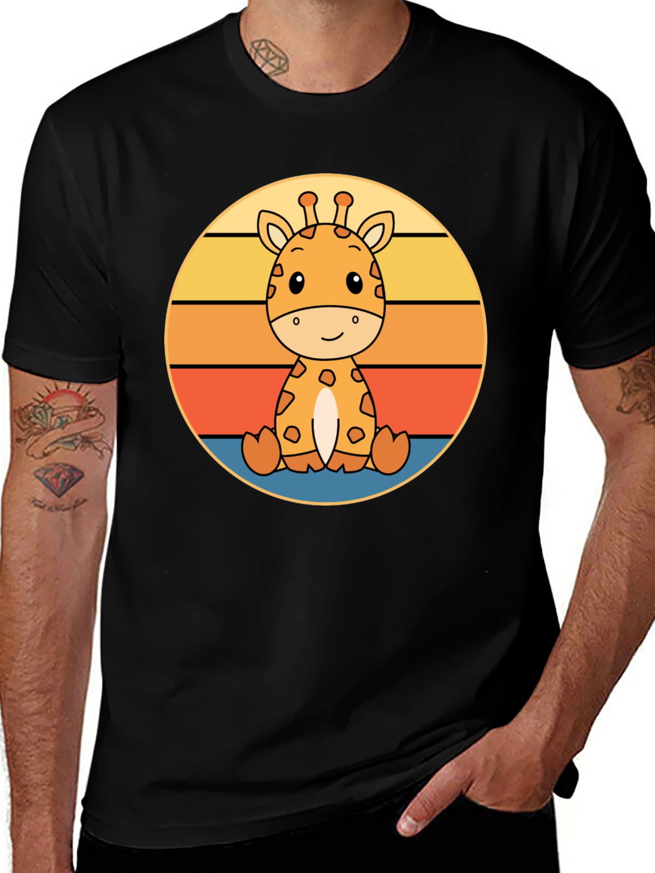 Variant 23 of Cute Giraffe Sunset Graphic T-Shirt