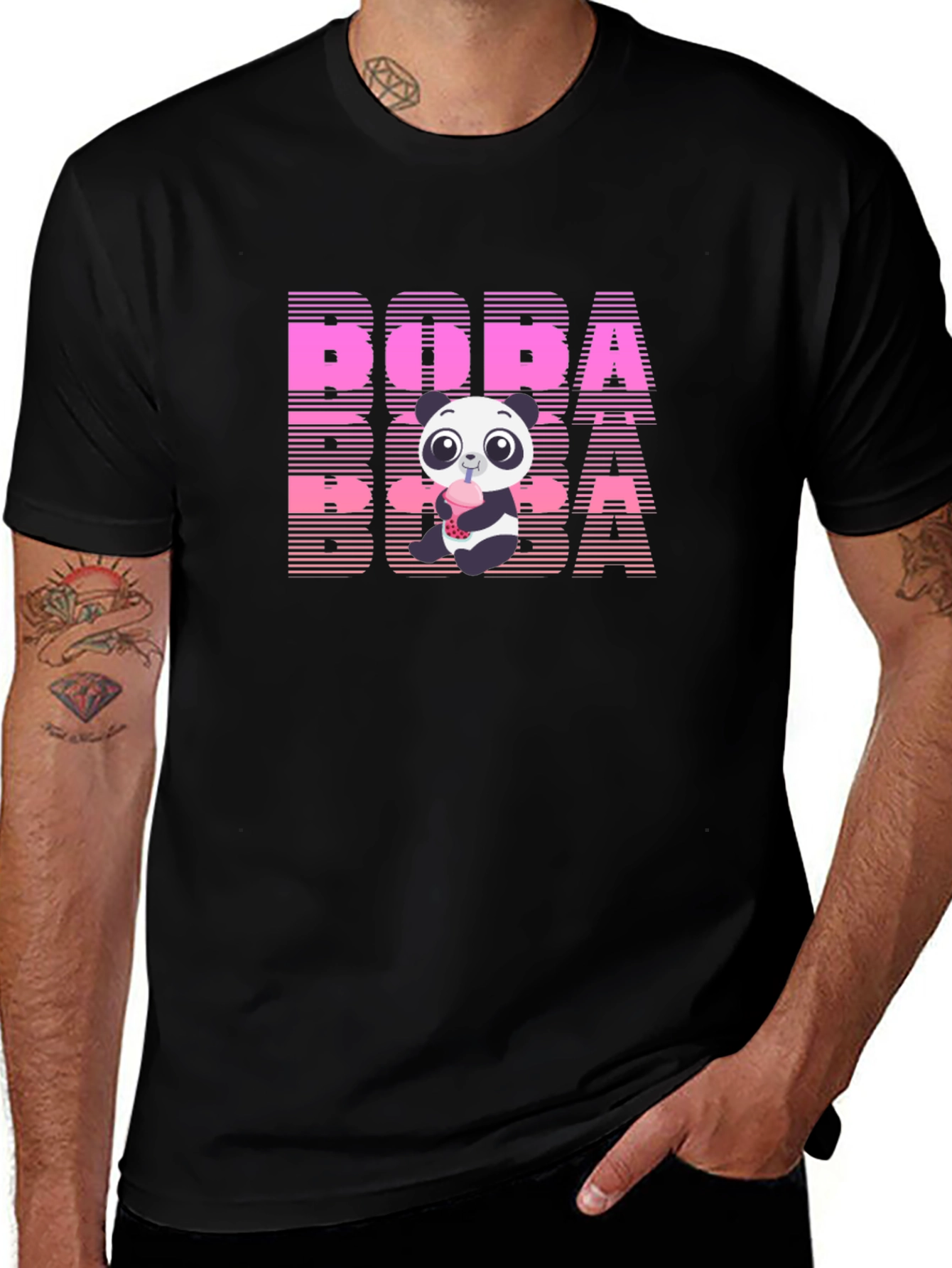 Variant 5 of Boba Panda Black T-Shirt