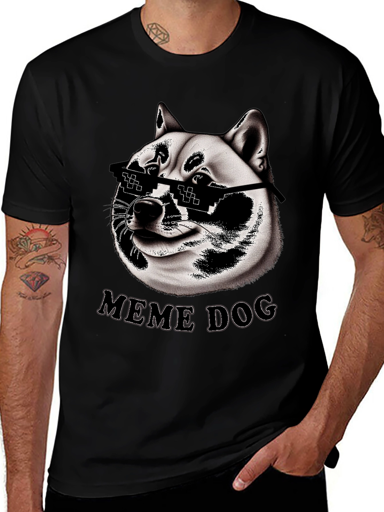 Variant 27 of Meme Dog Pixel Sunglasses Graphic T-Shirt