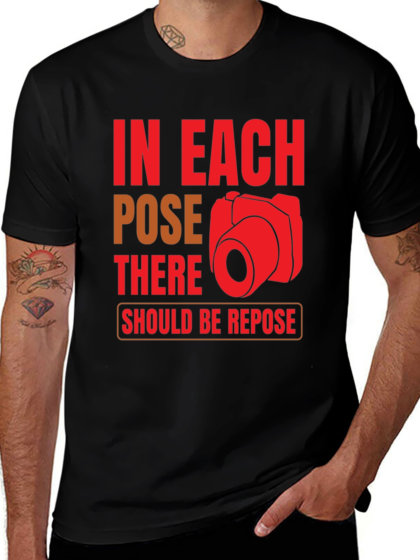 Variant 28 of Photographer T-Shirt: Pose & Repose - Black