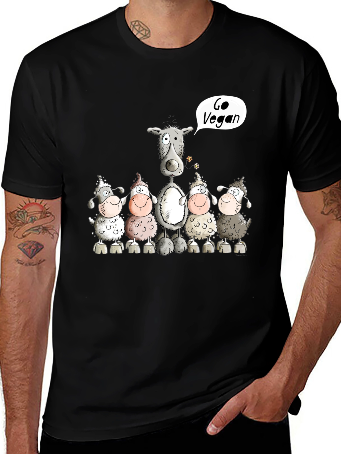 Variant 18 of Go Vegan Sheep T-Shirt