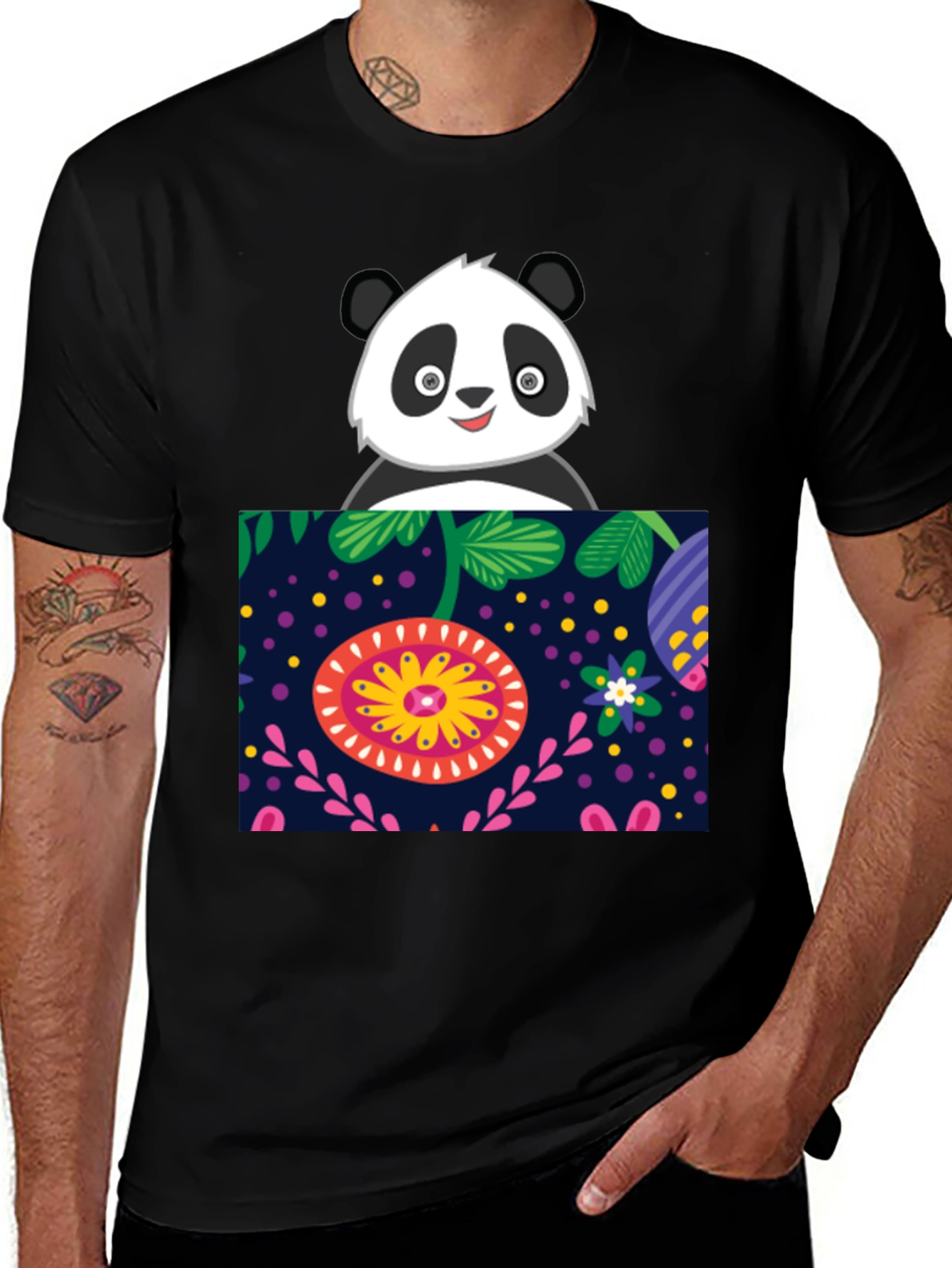 Variant 20 of Panda & Floral Graphic Tee - Unique Design