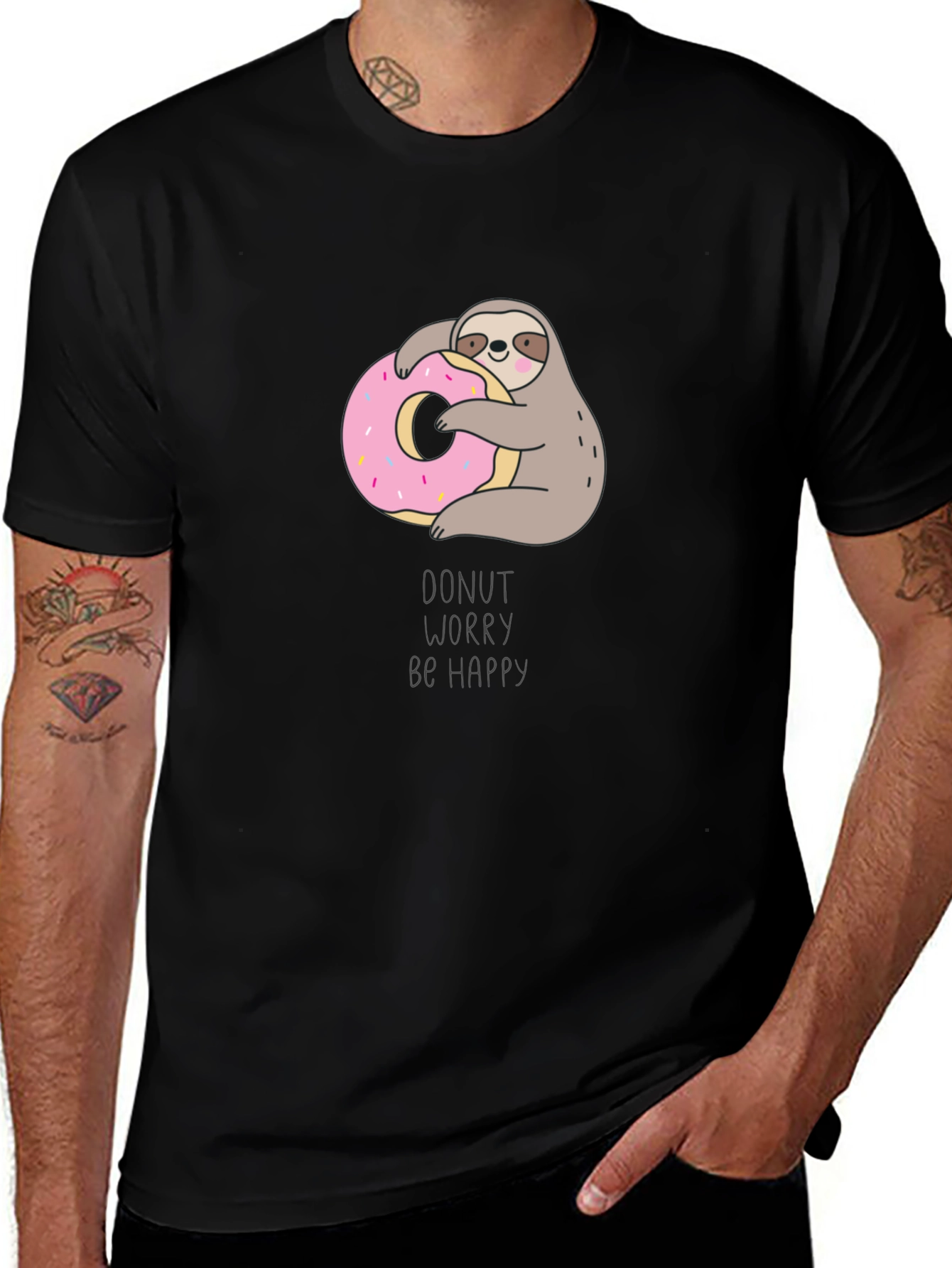 Variant 16 of Donut Worry Be Happy Sloth T-Shirt
