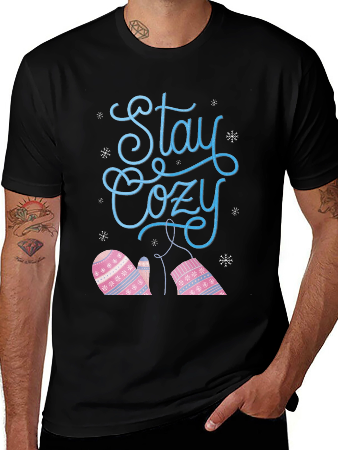 Variant 9 of Stay Cozy Winter Mittens Graphic T-Shirt