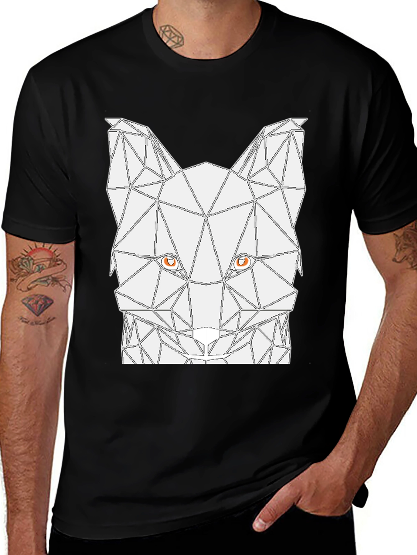 Variant 6 of Geometric Wolf Graphic Tee - Modern Style