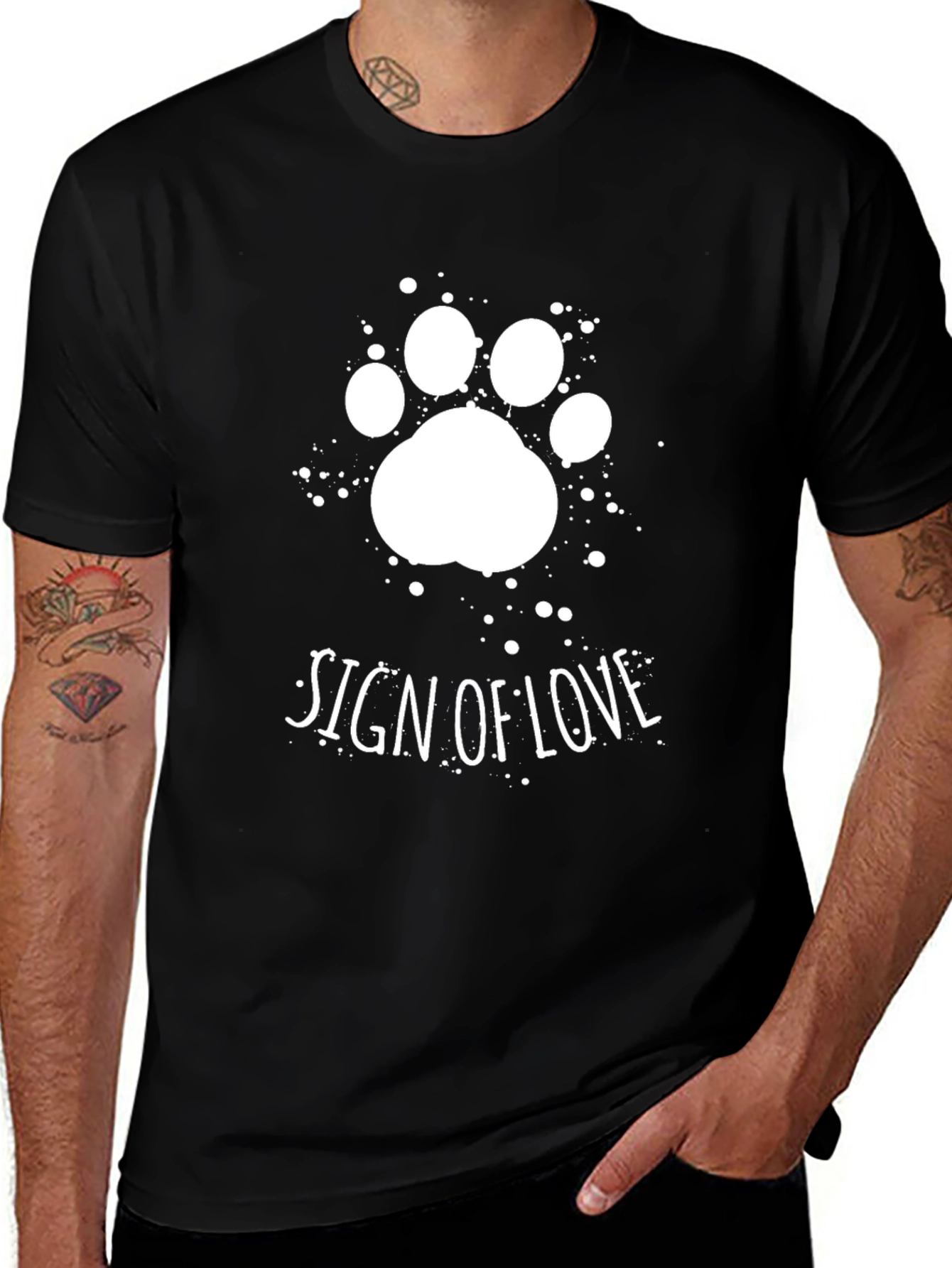Variant 14 of Sign of Love Paw Print Black T-Shirt