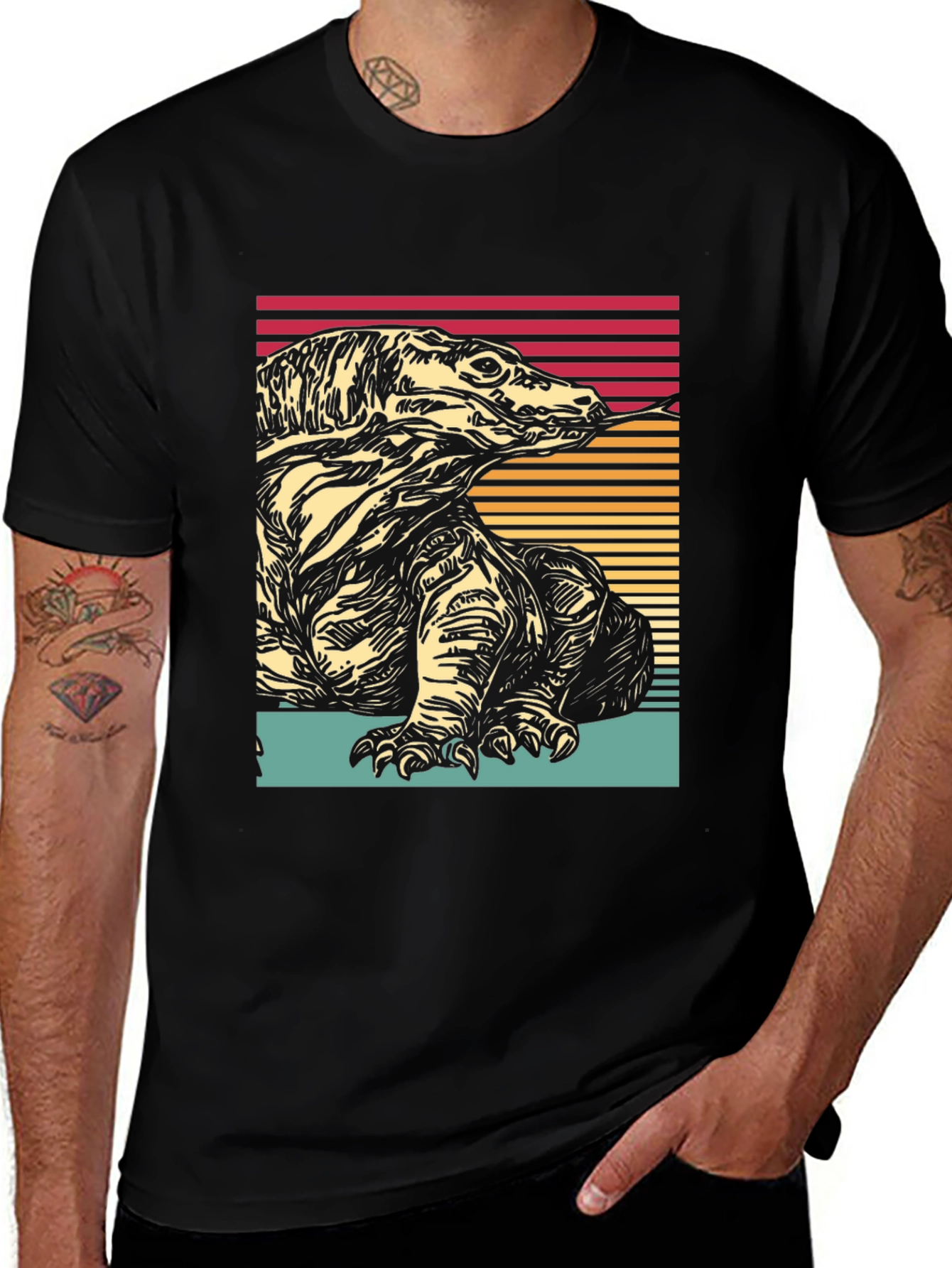 Variant 22 of Komodo Dragon Graphic Tee - Retro Style