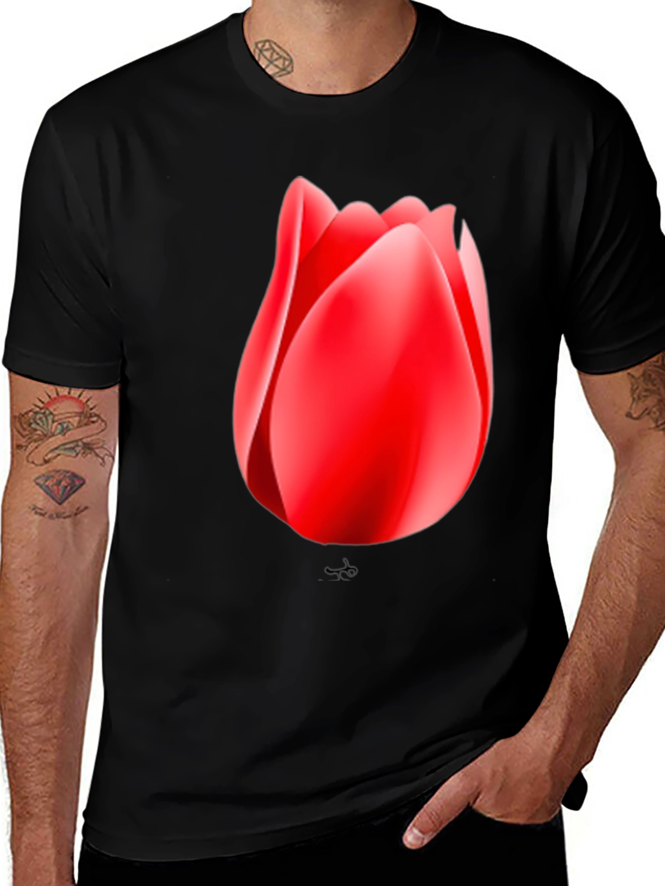 Variant 30 of Tulip Graphic Black T-Shirt