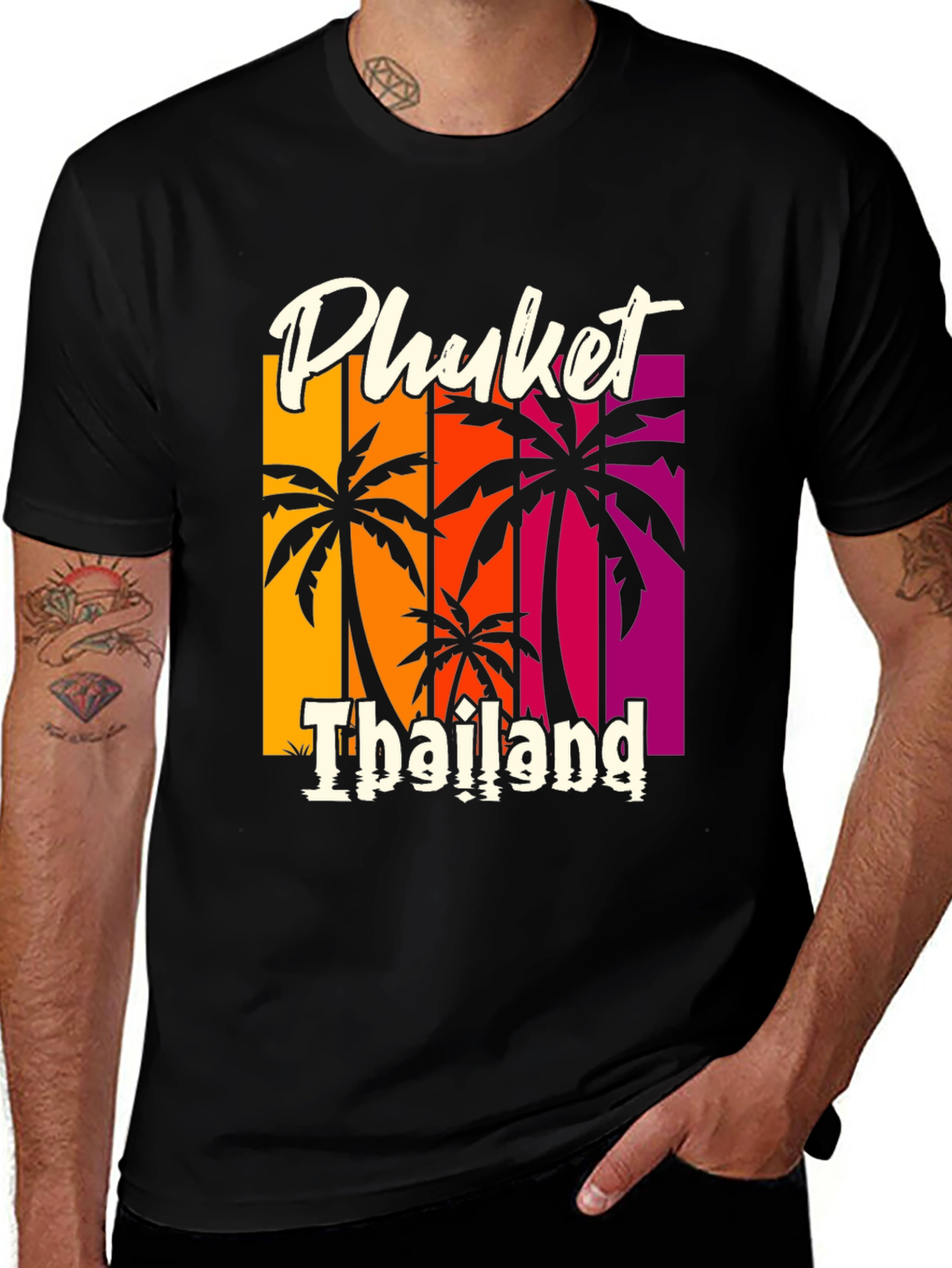 Phuket Thailand Palm Tree Graphic Tee - Vacation Style