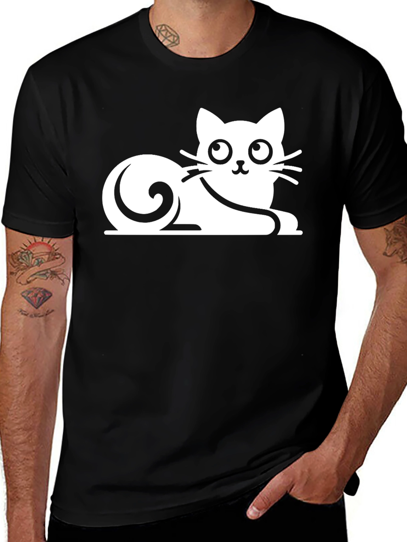 Variant 24 of Cute Cat Graphic Tee - Black T-Shirt