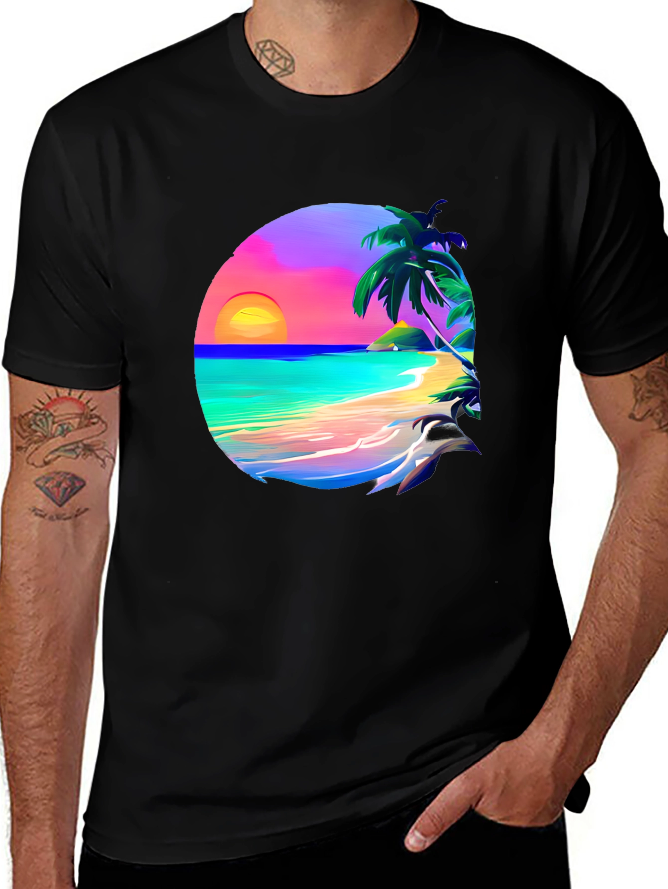 Variant 25 of Vaporwave Beach T-Shirt - Retro Sunset Palm Tree Tee