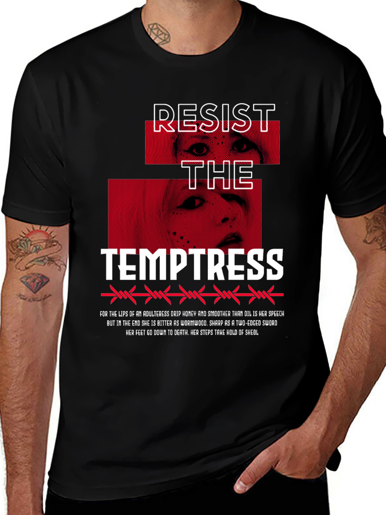 Variant 24 of Resist The Temptress Graphic Tee - Edgy Streetwear