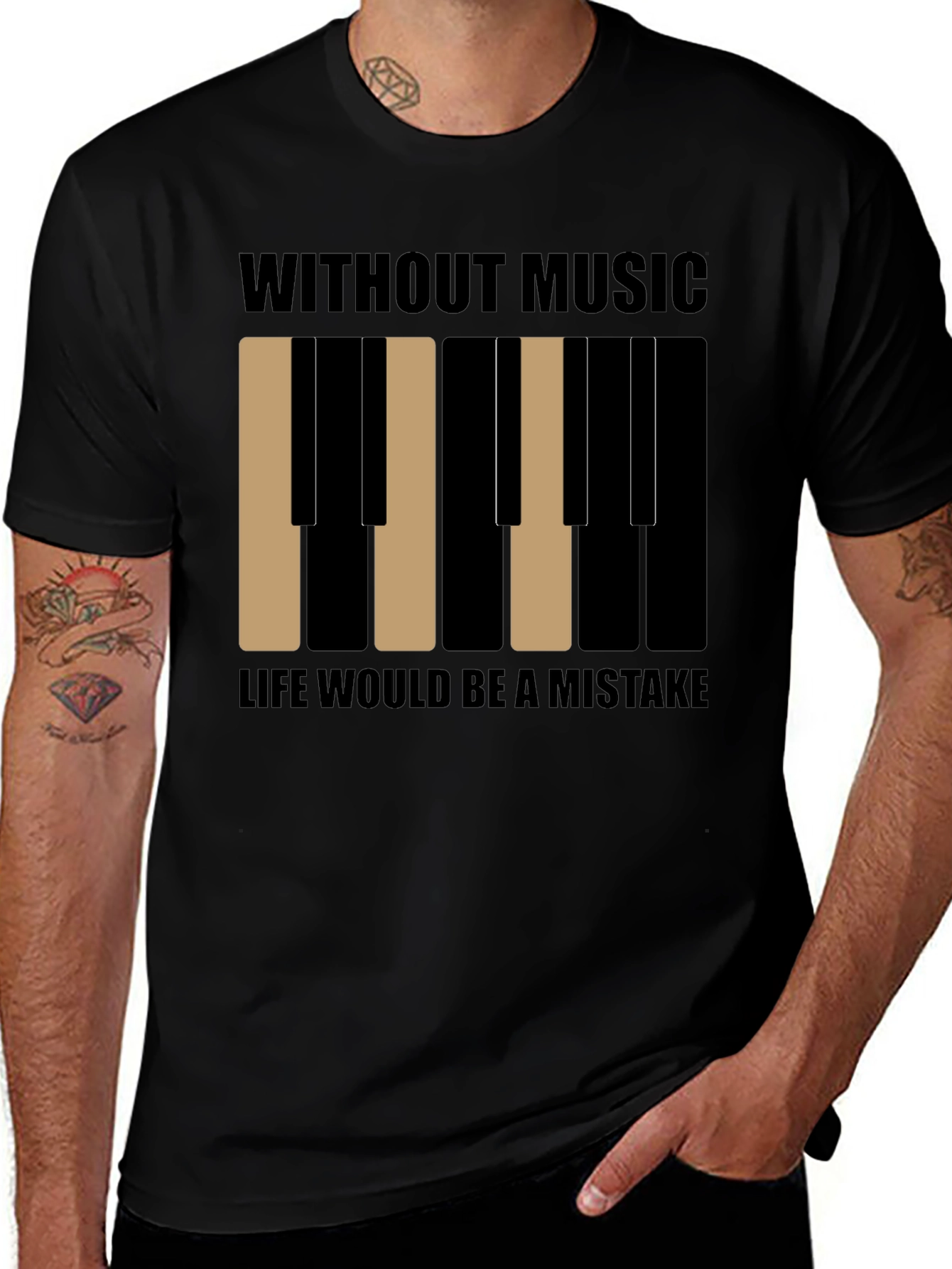 Variant 2 of Musical T-Shirt - Without Music Life Would Be a Mistake