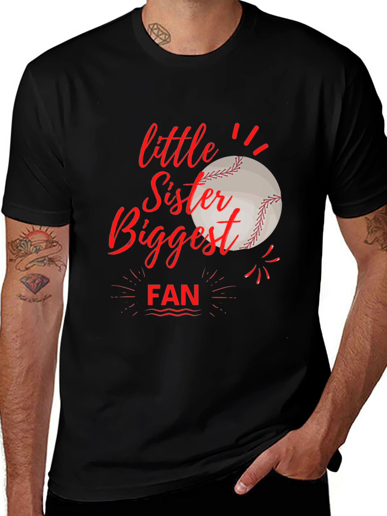 Variant 3 of Little Sister Biggest Fan Baseball T-Shirt