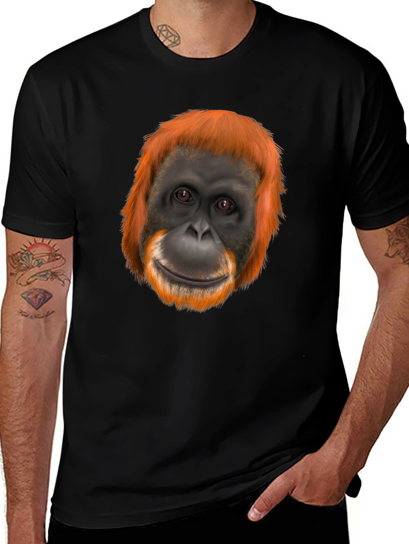 Variant 8 of Orangutan Graphic Tee - Quirky Black T-Shirt for Animal Lovers