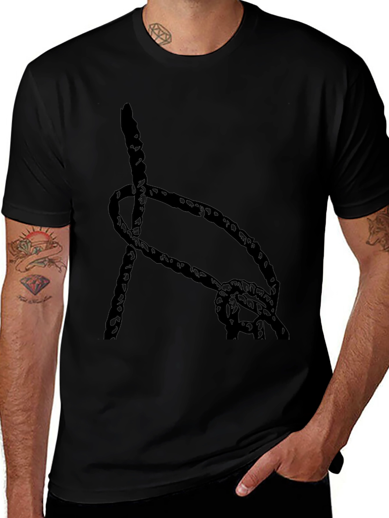 Variant 7 of Black Rope Knot Graphic T-Shirt