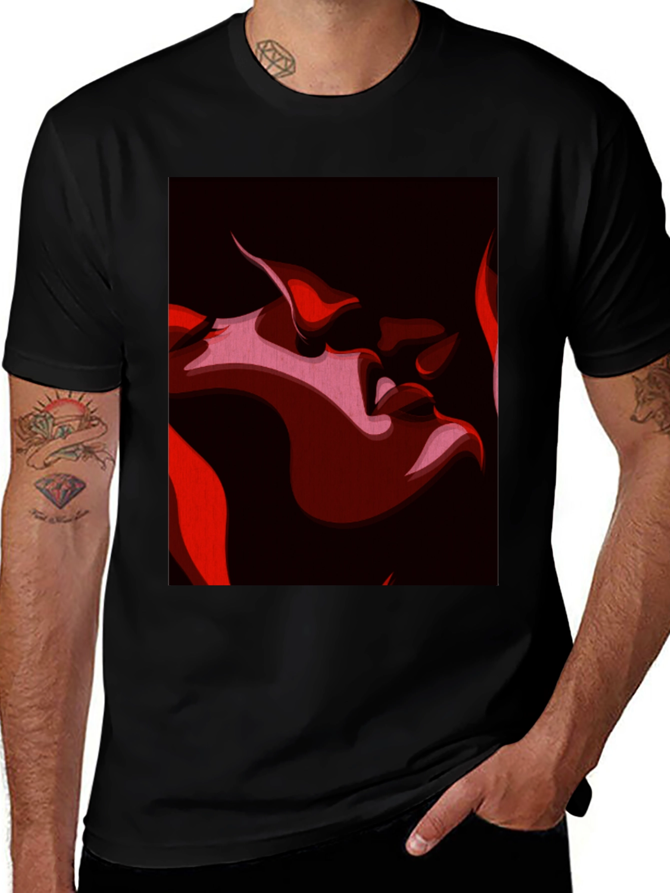 Variant 15 of Passionate Kiss Graphic Tee - Black