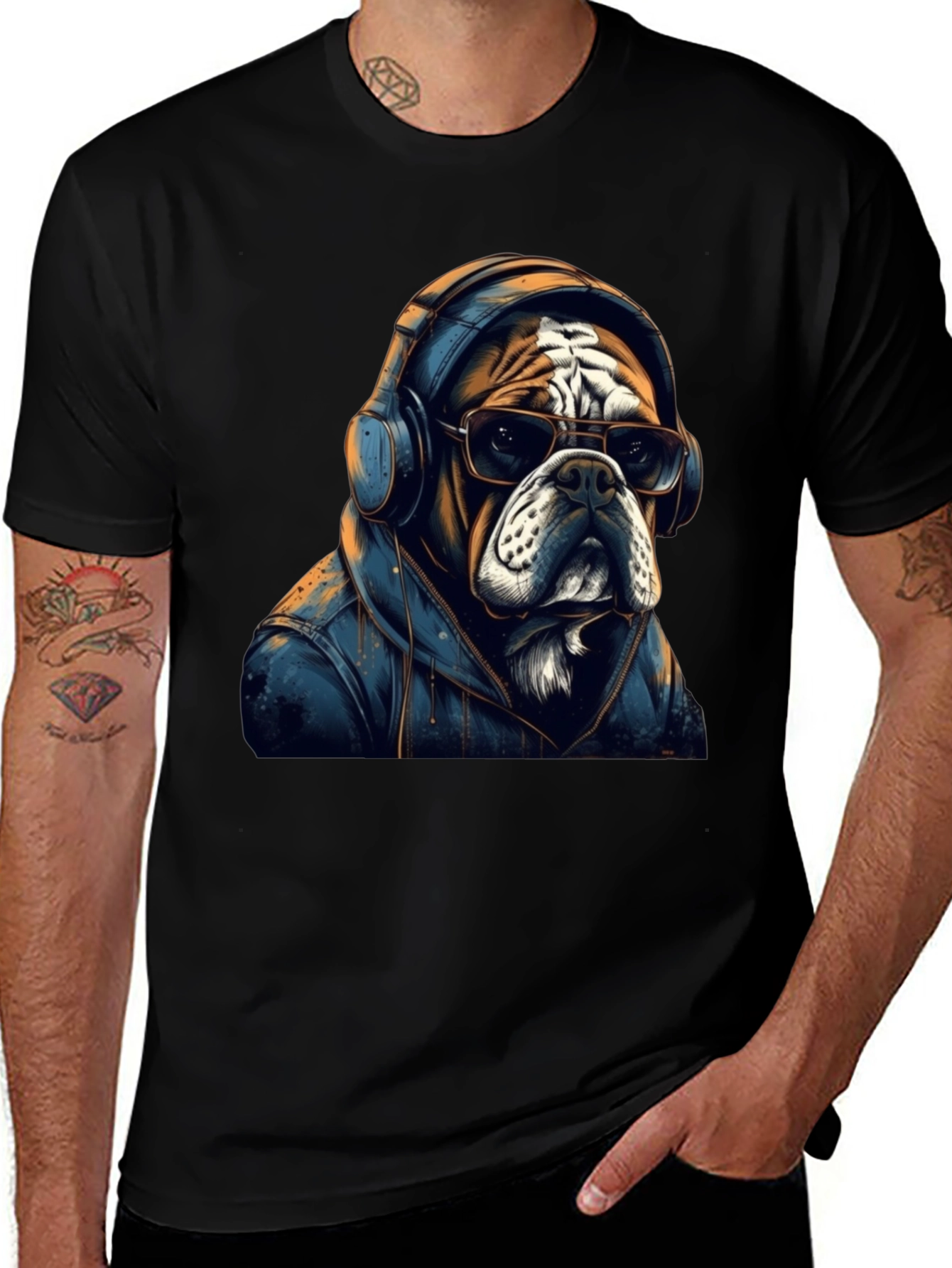 Variant 19 of Cool Bulldog Graphic Tee - Unisex Black T-Shirt