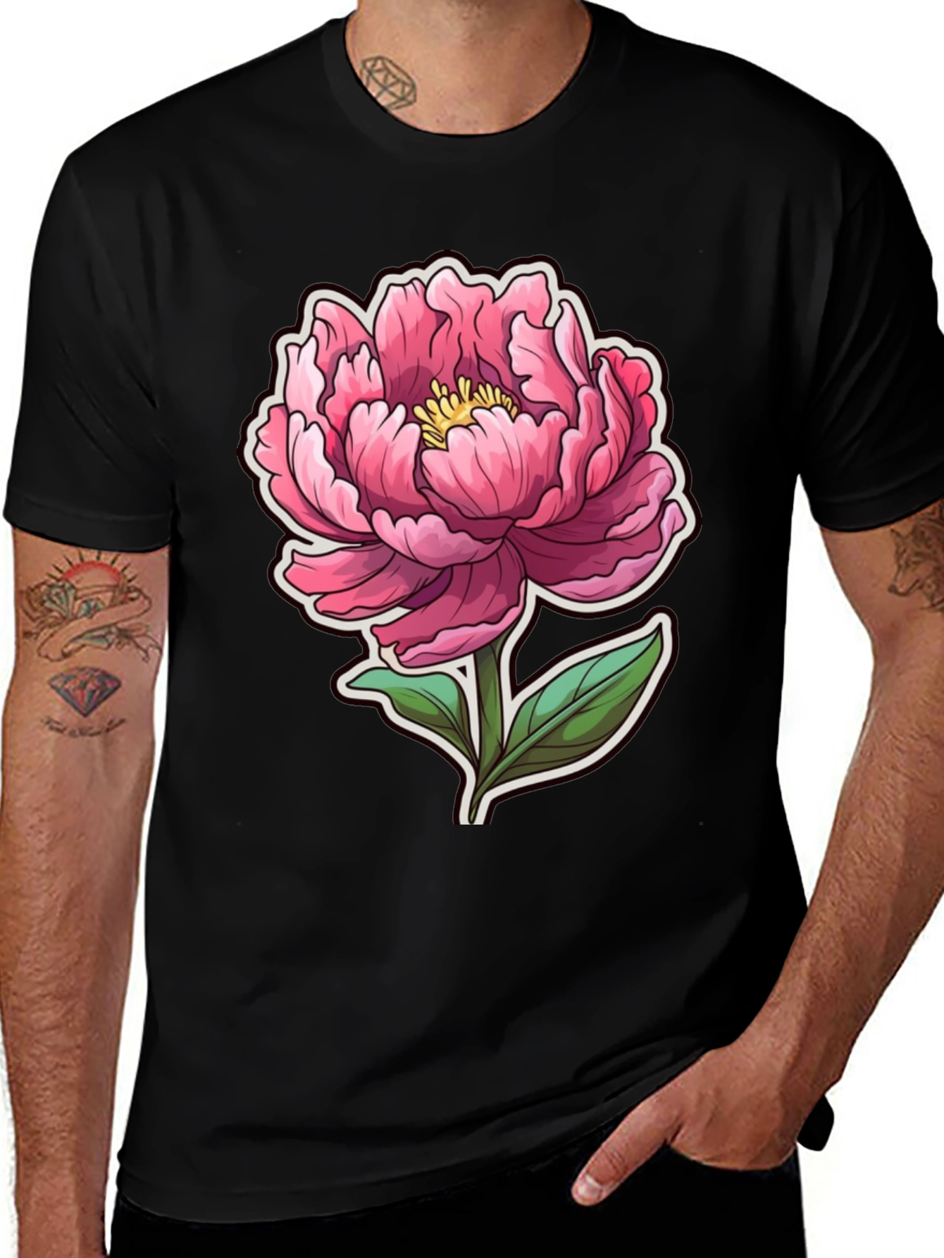 Variant 9 of Floral Graphic Tee - Pink Peony Design