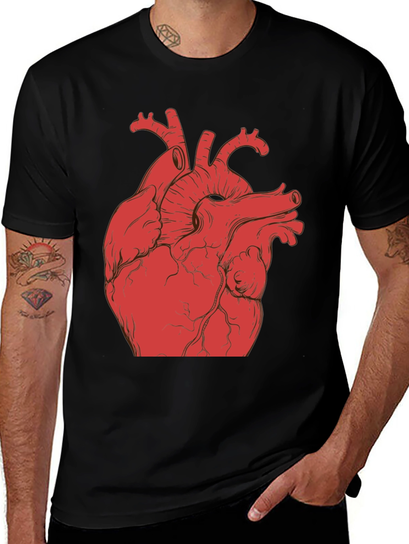 Variant 17 of Anatomical Heart Graphic T-Shirt - Black