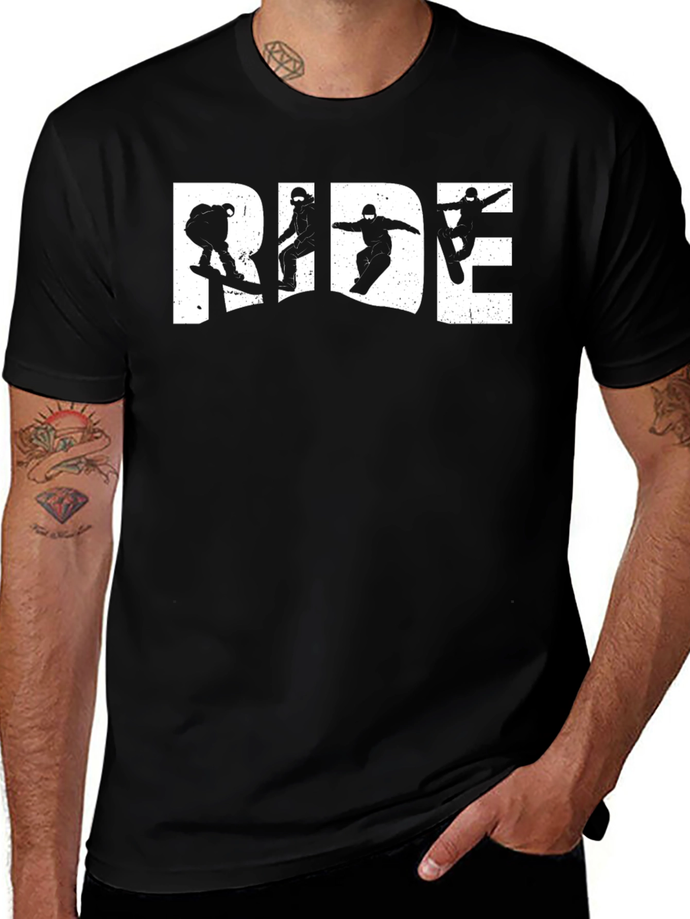 Black Ride Snowboard Graphic Tee - Black Cotton T-Shirt main image