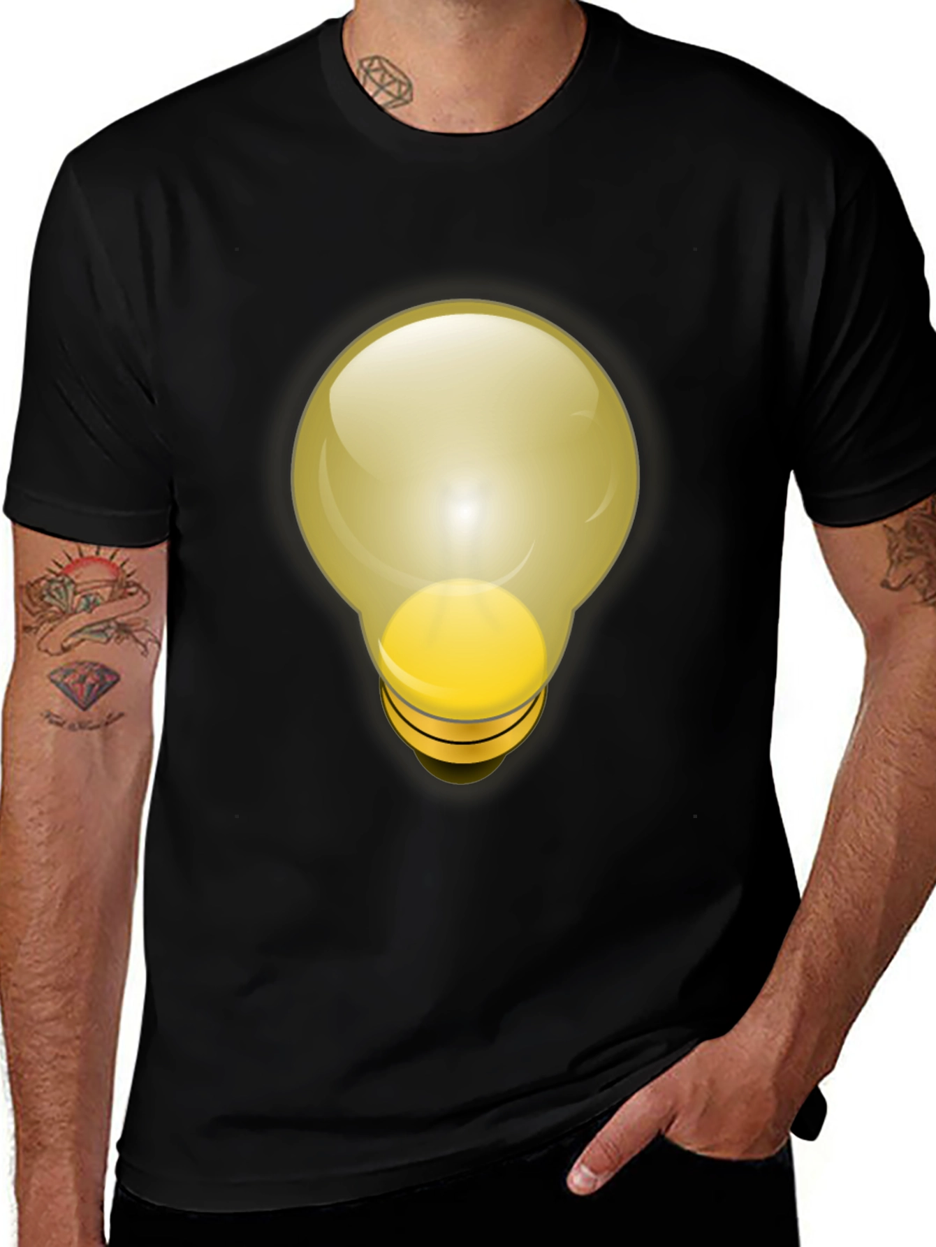 Variant 16 of Light Bulb Graphic Black Tee