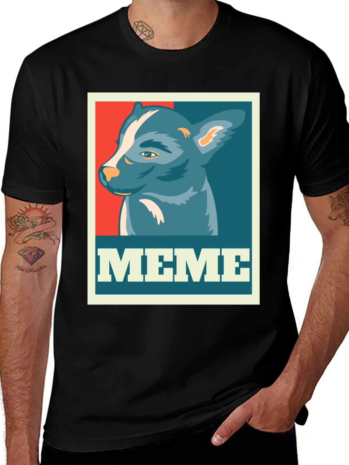 Variant 12 of Meme Dog Graphic Tee - Black Cotton T-Shirt
