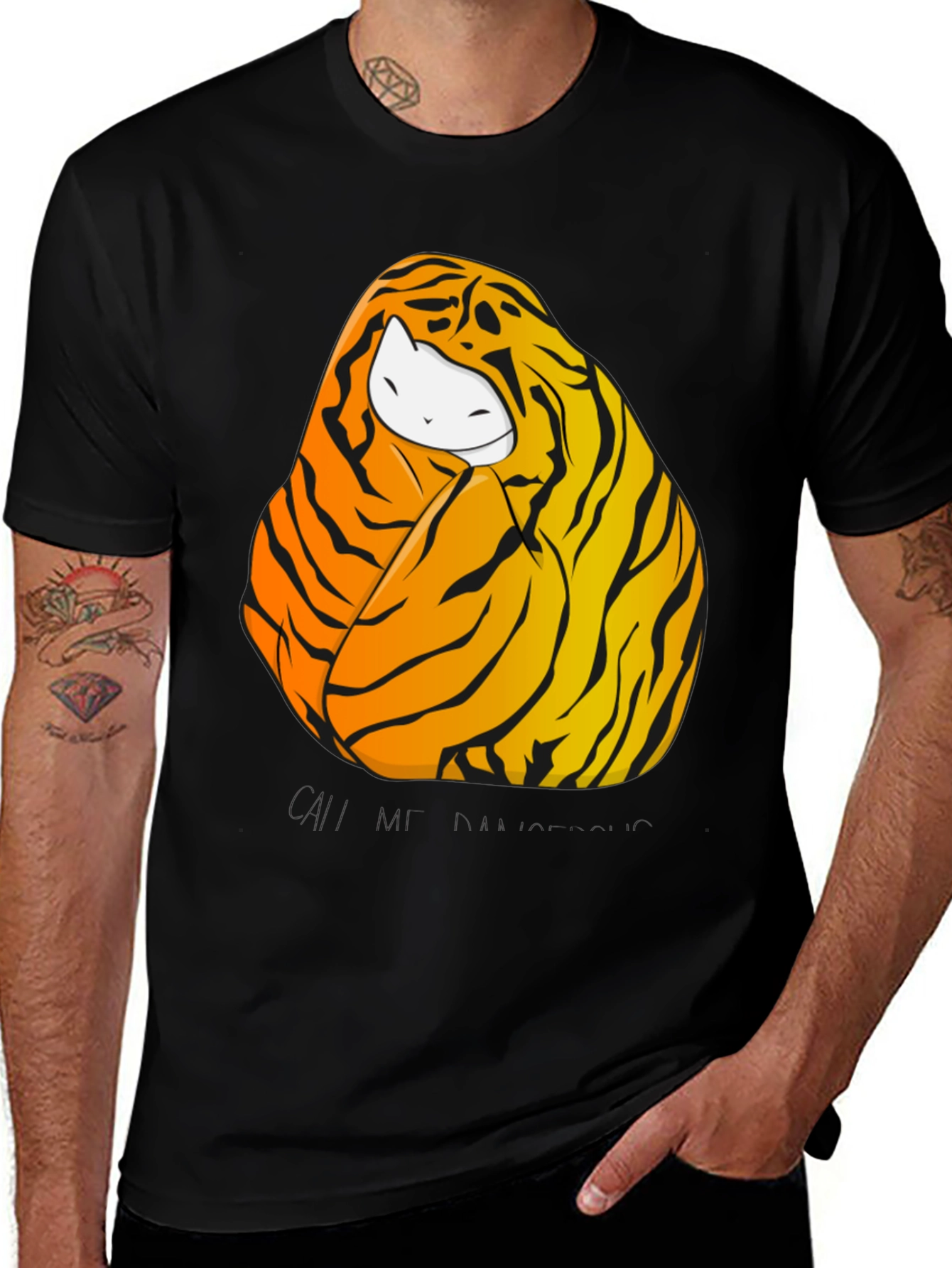 Variant 11 of Tiger Cat Graphic Tee - Unisex Black T-Shirt