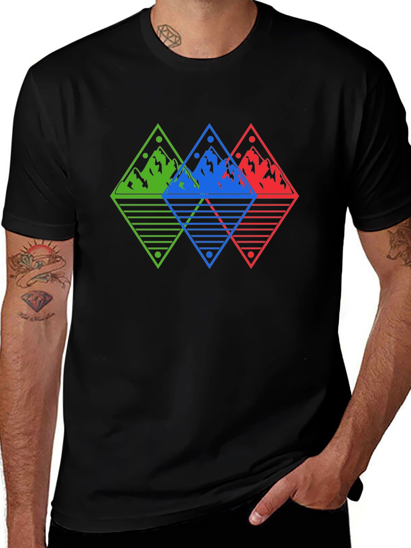 Variant 16 of Geometric Mountain Range Graphic Tee - Black