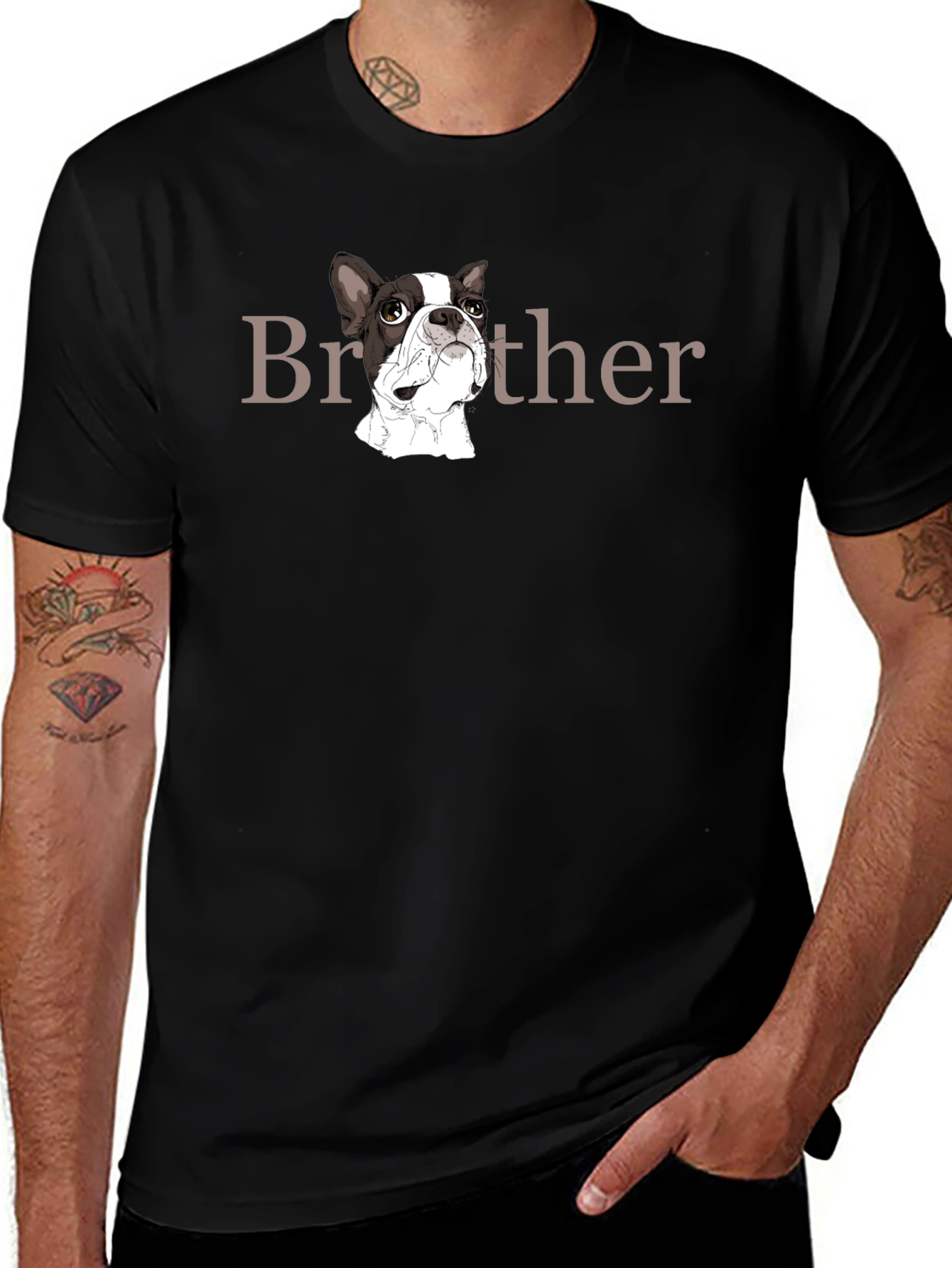Variant 7 of Brother Dog Graphic Black T-Shirt