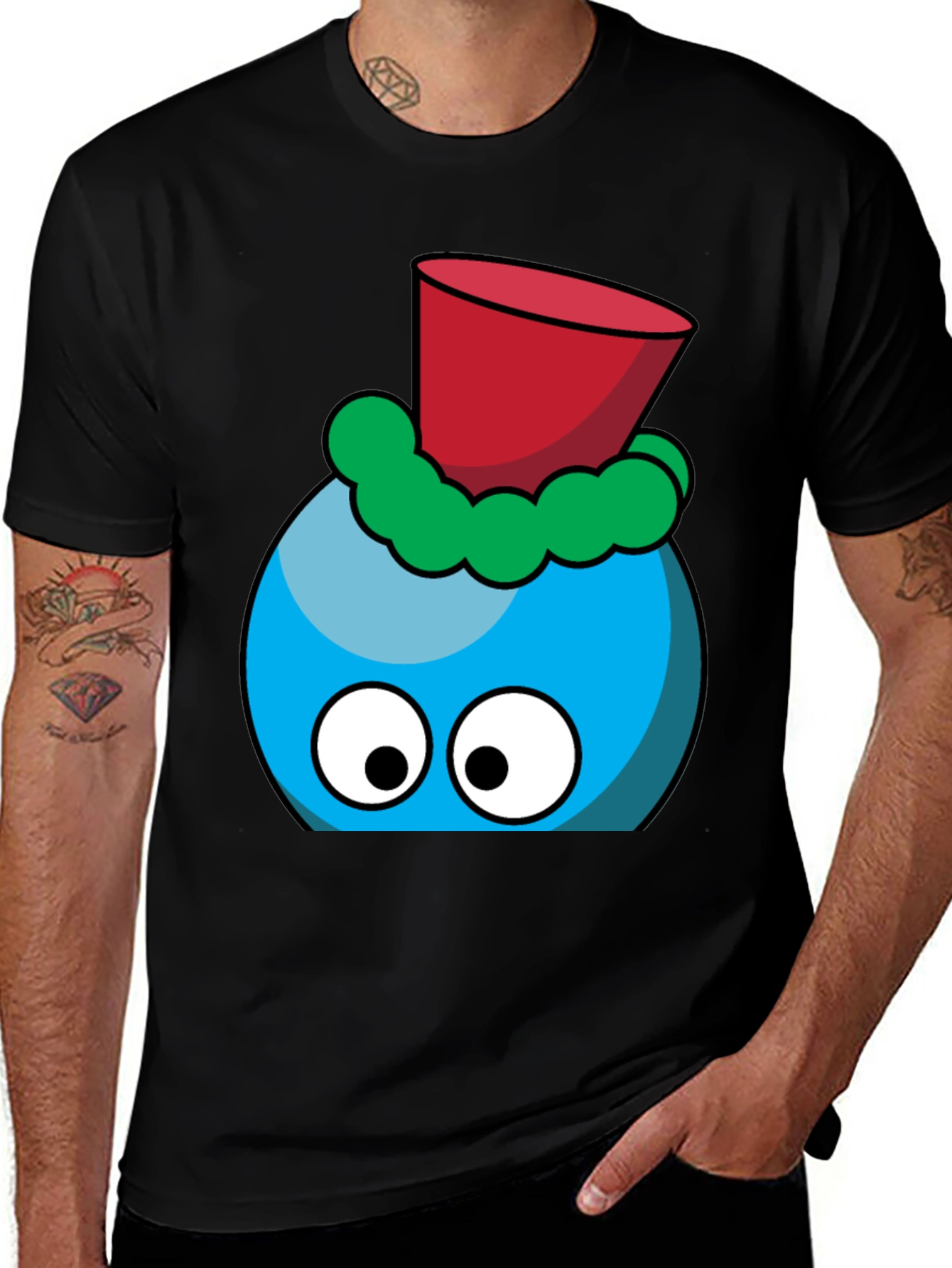 Variant 25 of Fun Cartoon Character T-Shirt - Blue and Red
